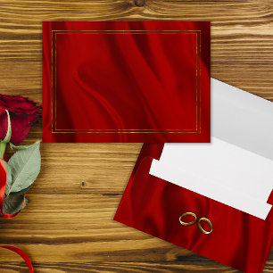 Rippling Red Silk and Gold Frame Wedding Envelope