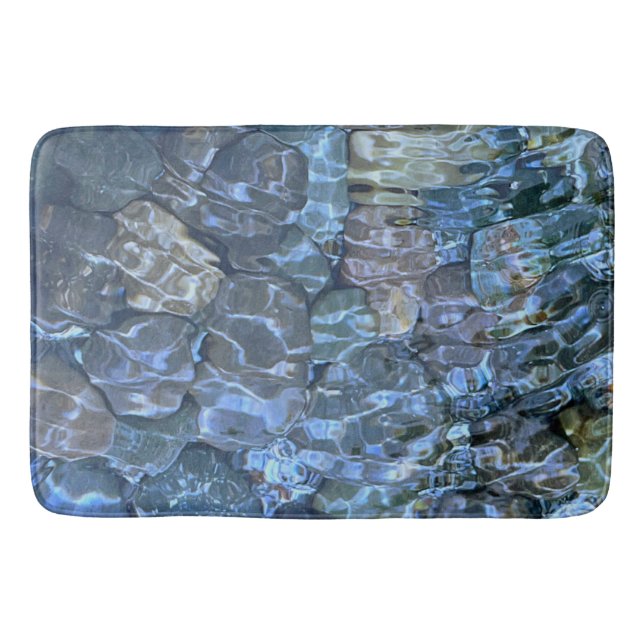 Rippling water, brook, steam, Underwater Stones Bath Mat (Front)