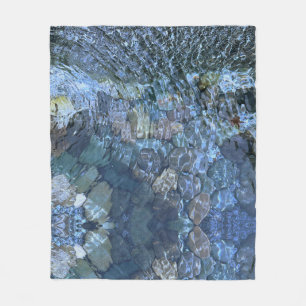 Rippling water, brook, steam, Underwater Stones Fleece Blanket