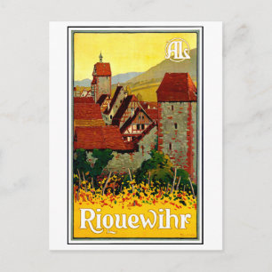 Riquewihr village, alsace, France, vintage travel Postcard