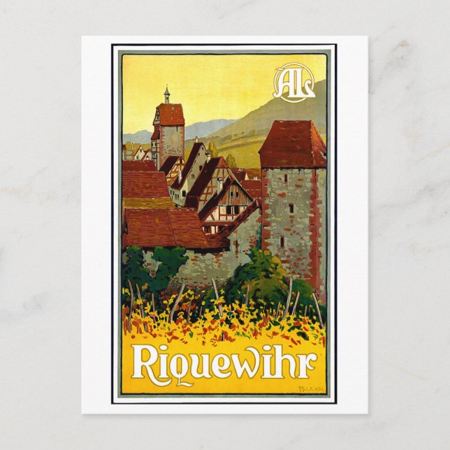 Riquewihr village, alsace, France, vintage travel Postcard (Front)