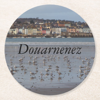 Ris beach in Douarnenez Round Paper Coaster