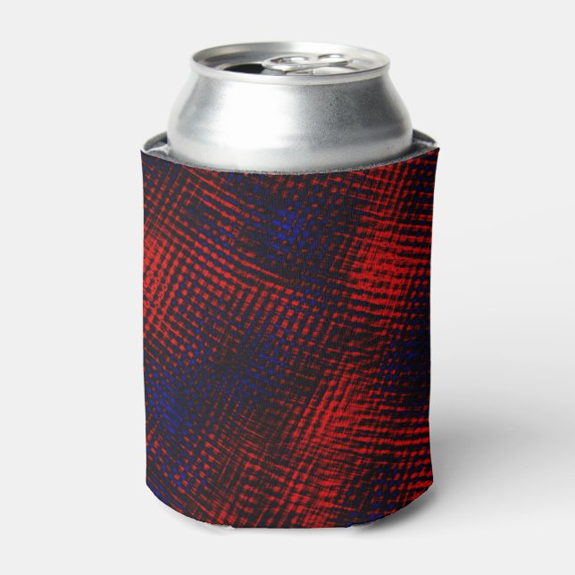 Riscos cruzados vermelho e azul can cooler (Can Front)