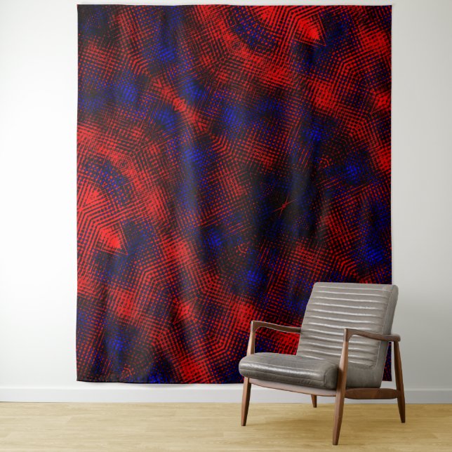 Riscos vermelhos cruzados e fundo azul? tapestry (In Situ)