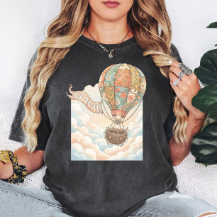 Rise Above Hot Air Balloon Floral Art T-Shirt