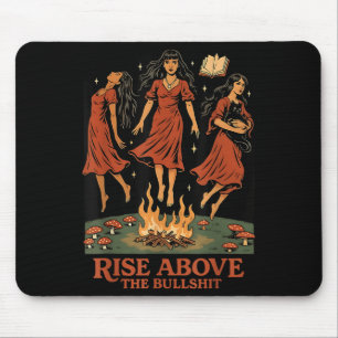 Rise Above The Bull Funny Witches Halloween Femini Mouse Mat