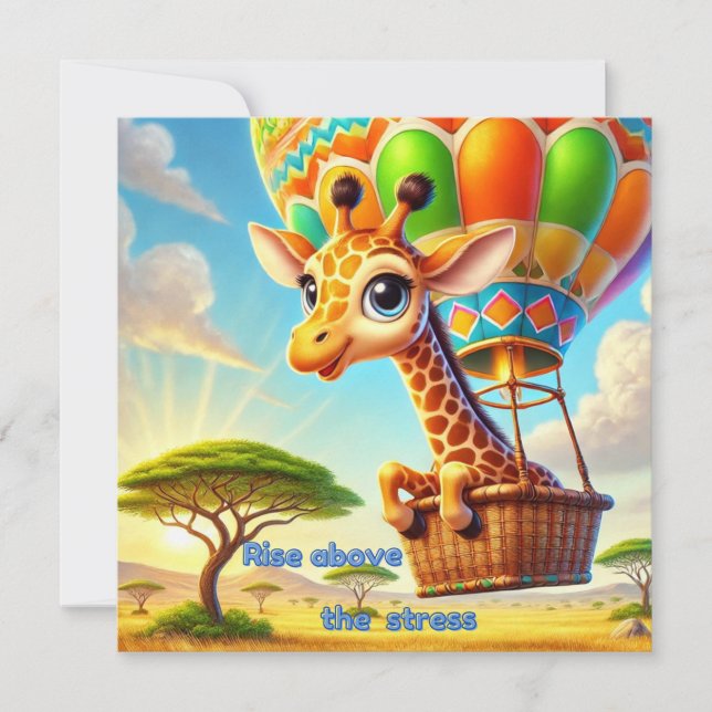 Rise Above the Stress Giraffe Flat Card (Front)