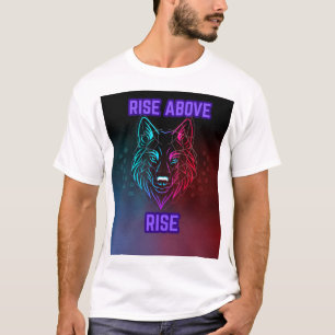 Rise Above Wolf – Neon Geometric Wolf Head  T-Shirt