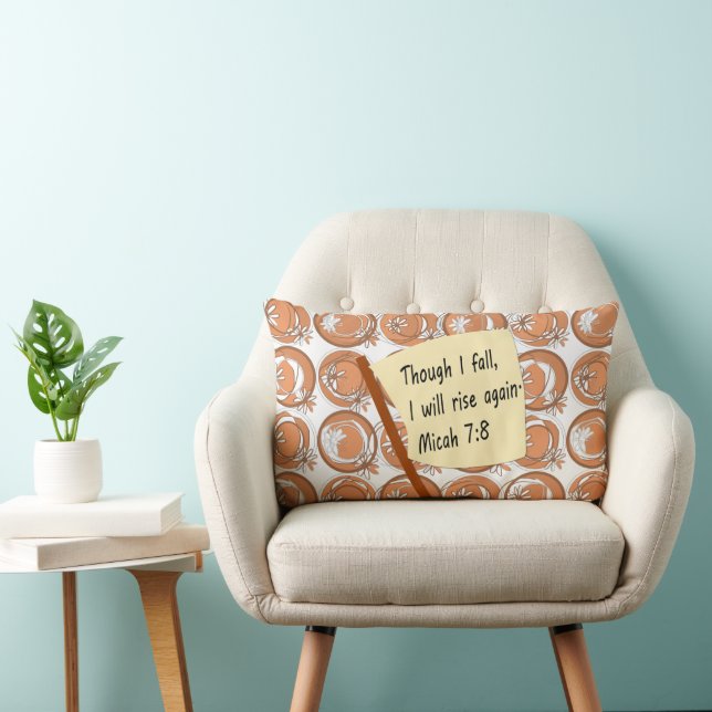 RISE Accent Circle Background Flower Brown White  Lumbar Cushion (Chair)