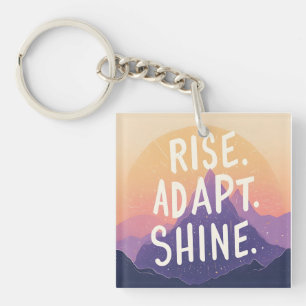 Rise Adapt Shine - Inspirational Mountain Sunrise Key Ring