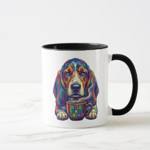 Rise and Grind Basset Hound Pop Art Coffee Mug