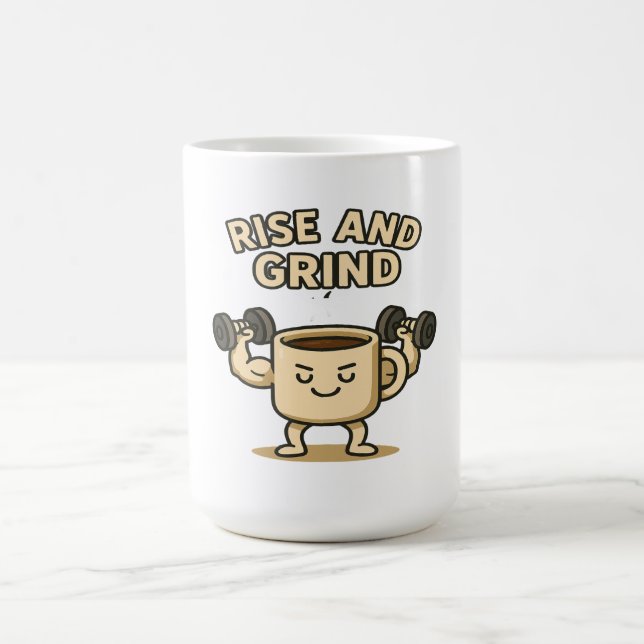 Rise and Grind Coffee Mug- Funny Gym Motivation  Coffee Mug (Center)
