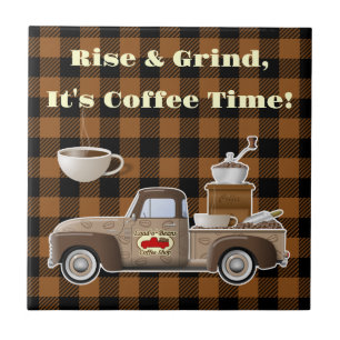 Rise and Grind Coffee Truck Ceramic Tile