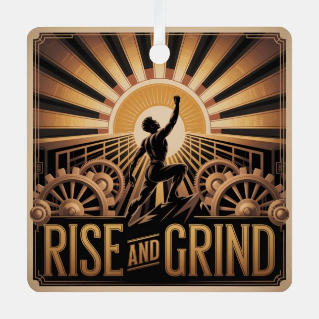 Rise And Grind Metal Tree Decoration (Front)