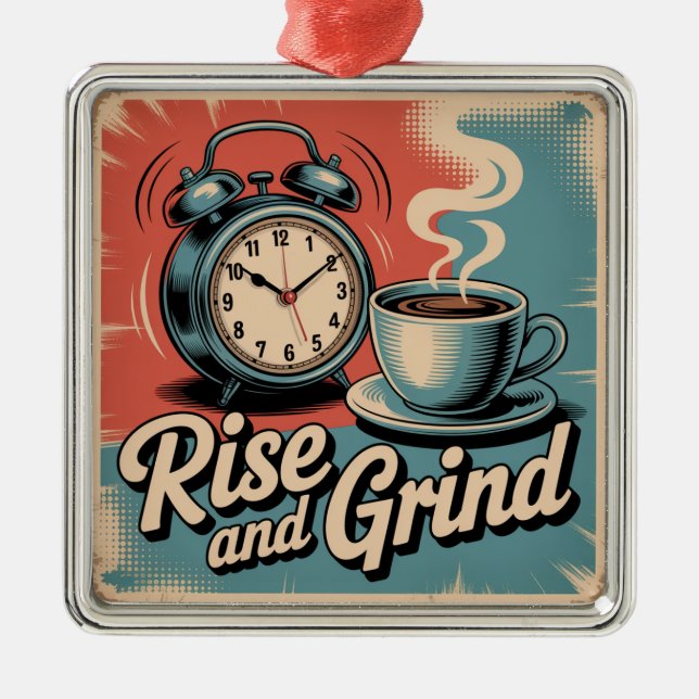 Rise And Grind Metal Tree Decoration (Front)