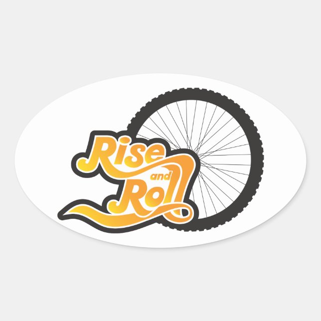 rise and roll cyclist oval sticker (Front)