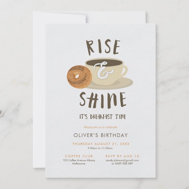 Rise and Shine Birthday Breakfast Invitation (Front)