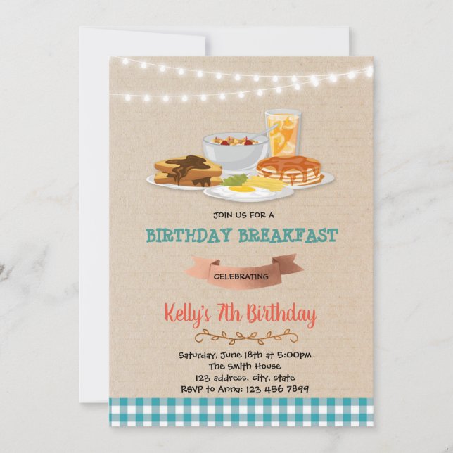 Rise and shine birthday party invitation (Front)