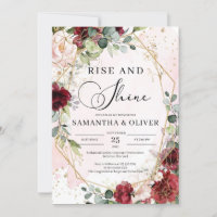 Rise and shine burgundy and gold geometric wedding