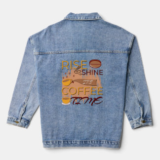 rise and shine it's coffee time denim jacket
