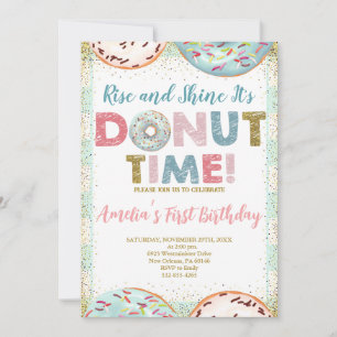 Rise and Shine it's Doughnut Time First Birthday Invitation