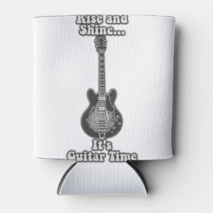 Rise and shine. it's guitar time. black and white can cooler