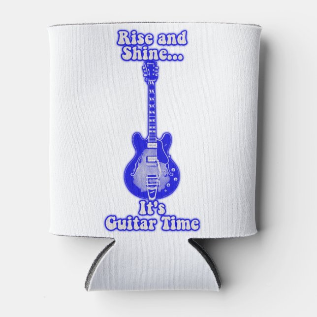 Rise and shine. it's guitar time.retro blue guitar can cooler (Front)