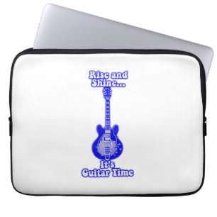 Rise and shine. it's guitar time.retro blue guitar laptop sleeve
