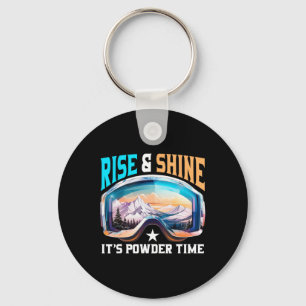 Rise And Shine It's Powder Time Sungles Skiing Ski Key Ring