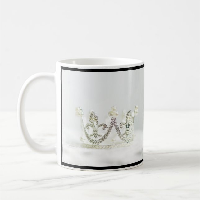 Rise and Shine Like a Queen – Elegant Crown-Inspir Coffee Mug (Left)