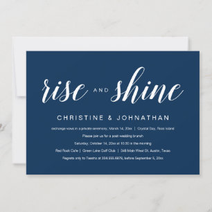 Rise and Shine, Navy Blue Wedding Elopement Invita Invitation