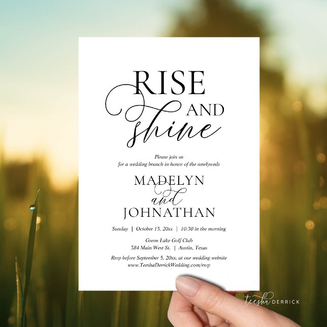 Rise and Shine, Post wedding Brunch Celebration Invitation (Rise and Shine, Post wedding Brunch Celebration Invitation Card, Modern Classy theme, Downloadable)