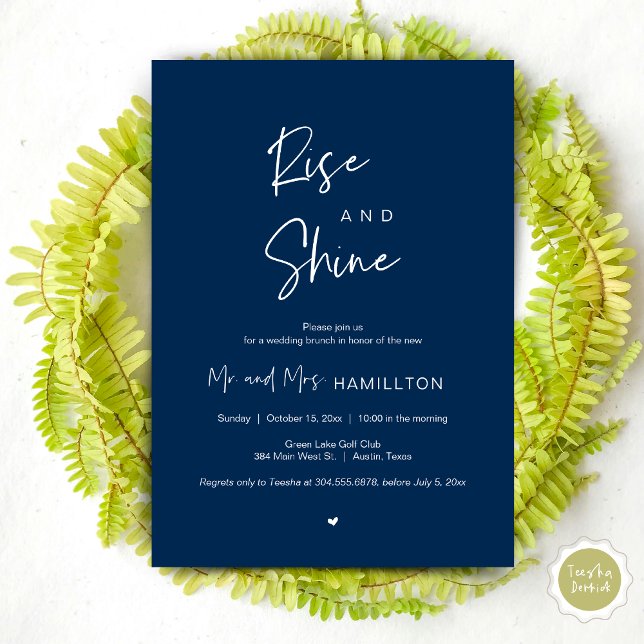Rise and Shine, Post wedding Brunch Invitation (Rise and Shine, Post Wedding Brunch Invitation Card, PDF, in Navy Blue)