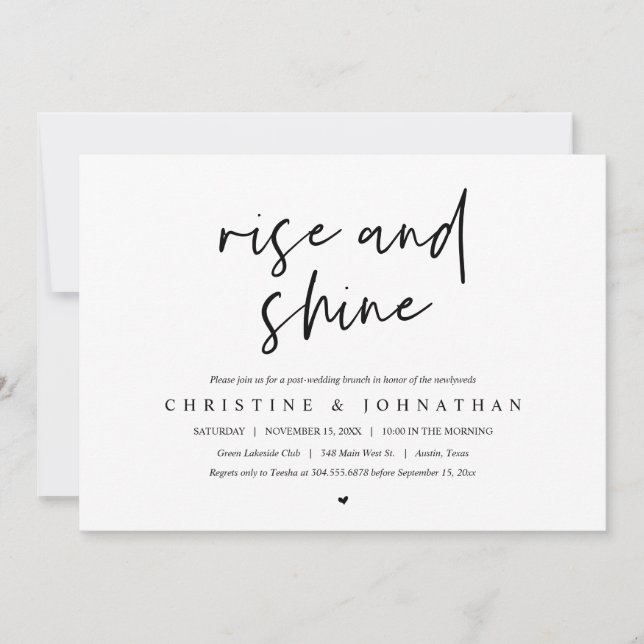 Rise and Shine, post wedding celebration Invitatio Invitation (Front)