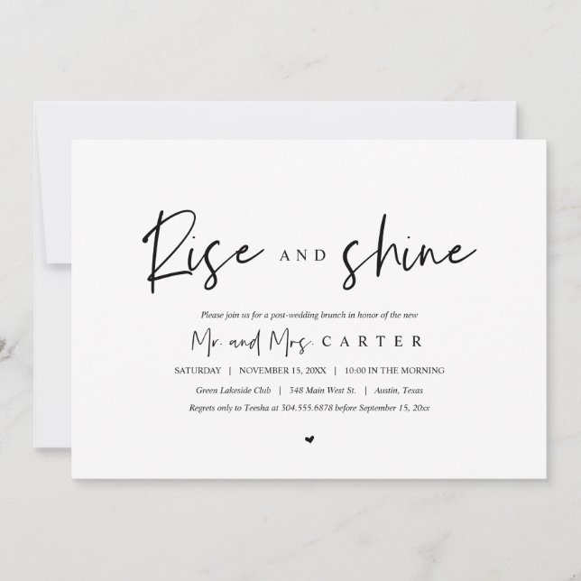 Rise and Shine, post wedding celebration  Invitation (Front)