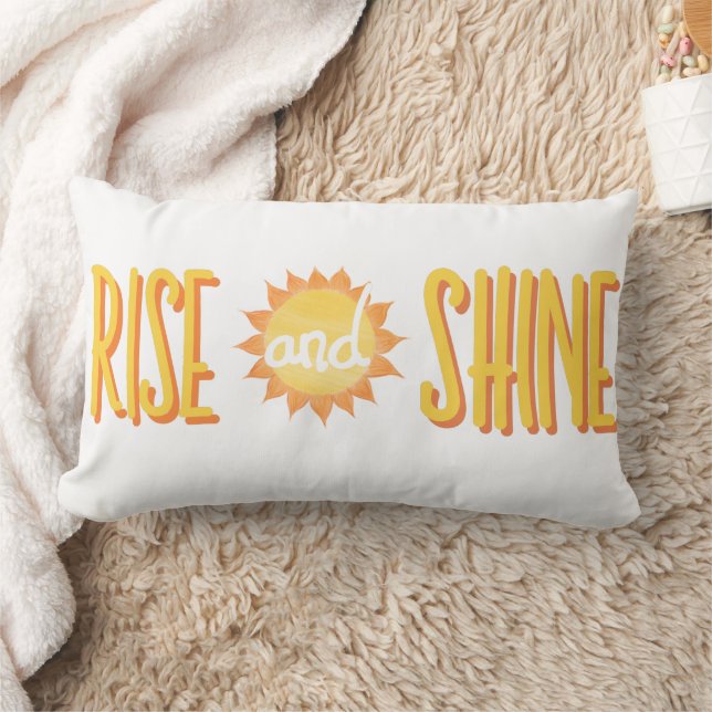 Rise and Shine Retro Font Bright Yellow Sunny Lumbar Cushion (Blanket)