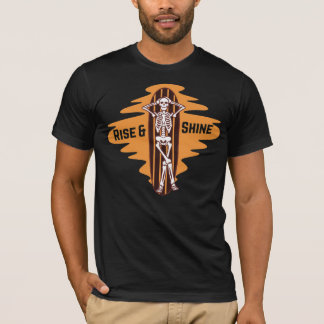 Rise and Shine Skeleton Surfboard Vintage Design T-Shirt