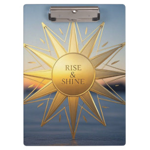 Rise and shine sleek geometric gold star clipboard