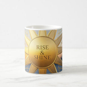 Rise and shine sleek geometric gold star coffee mug