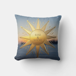 Rise and shine sleek geometric gold star cushion
