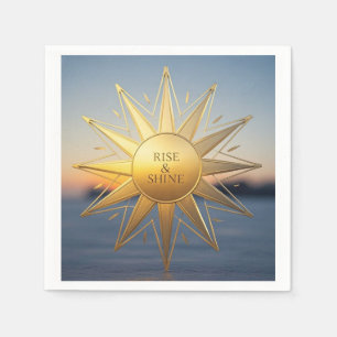 Rise and shine sleek geometric gold star napkin