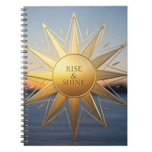 Rise and shine sleek geometric gold star  notebook