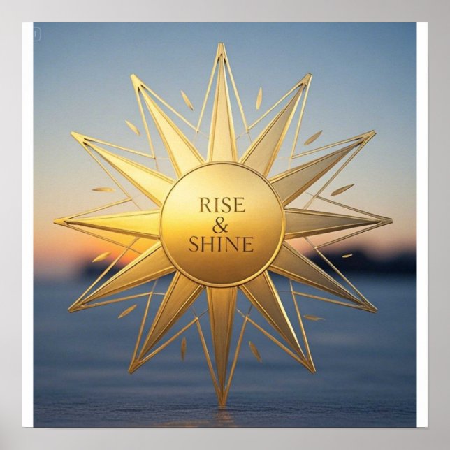 Rise and shine sleek geometric gold star  poster (Front)