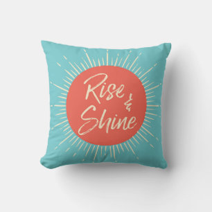 Rise and Shine sunburst blue and orange pillow