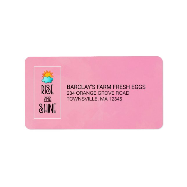 Rise and Shine Typography With Sun and Cloud Label (Front)