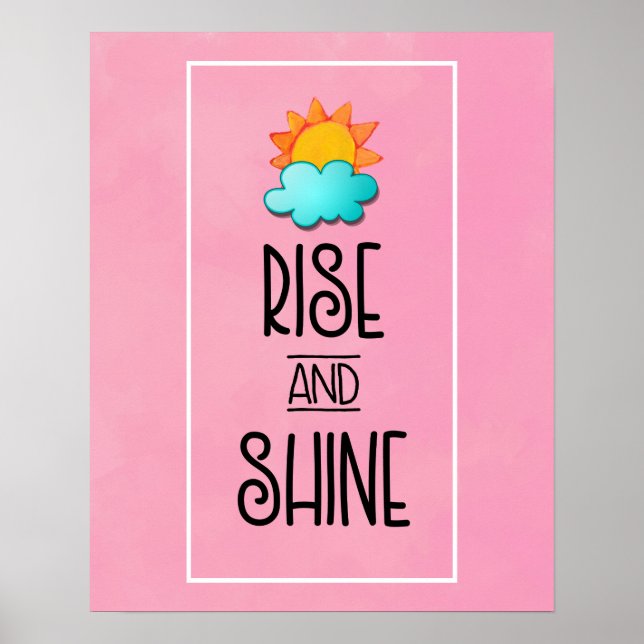 Rise and Shine Typography With Sun and Cloud Poster (Front)
