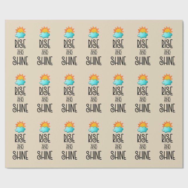 Rise and Shine Typography With Sun and Cloud Wrapping Paper (Flat)