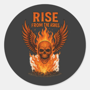 Rise From The Ashes – Flaming Skull with Fiery Classic Round Sticker