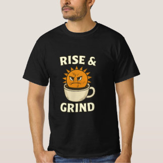 Rise & Grind - Motivational Coffee Mug & Sun Graph T-Shirt