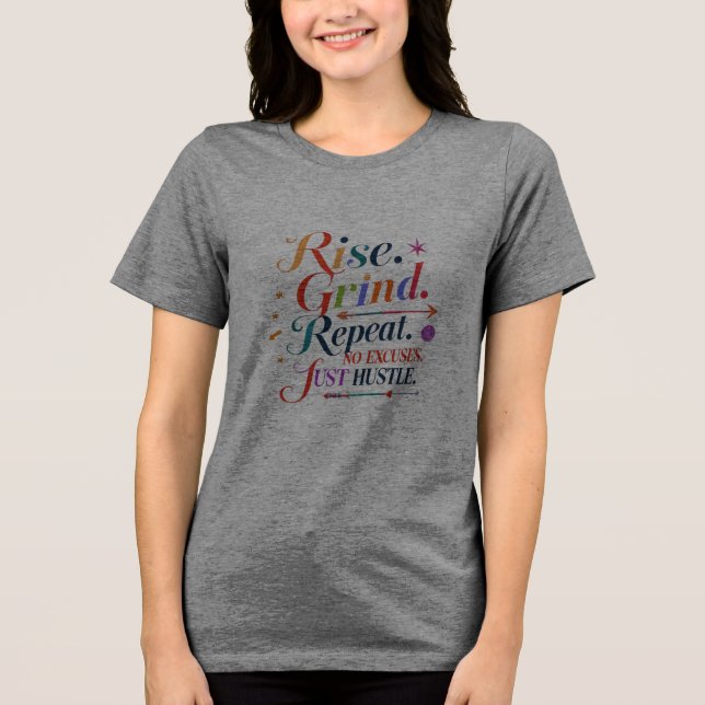 Rise. Grind. Repeat. – Hustle Hard Star Heart Tee  (Front)